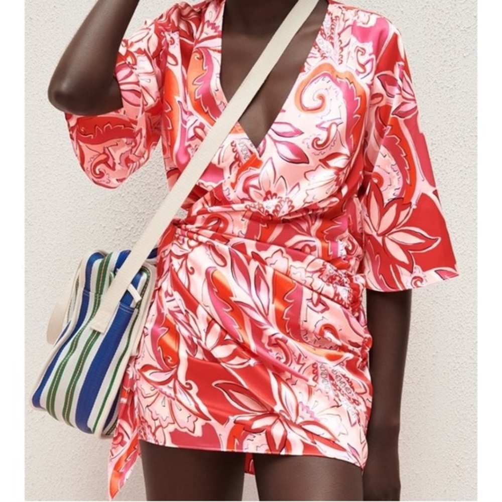Zara printed wrap dress